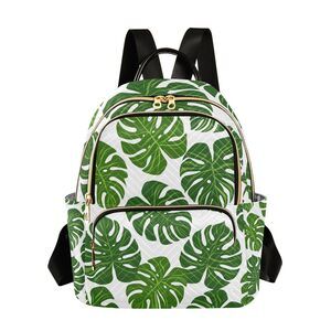 4700 Tropical Palm Monstera Leaf Mini Backpack Purse Travel Bag Lightweight